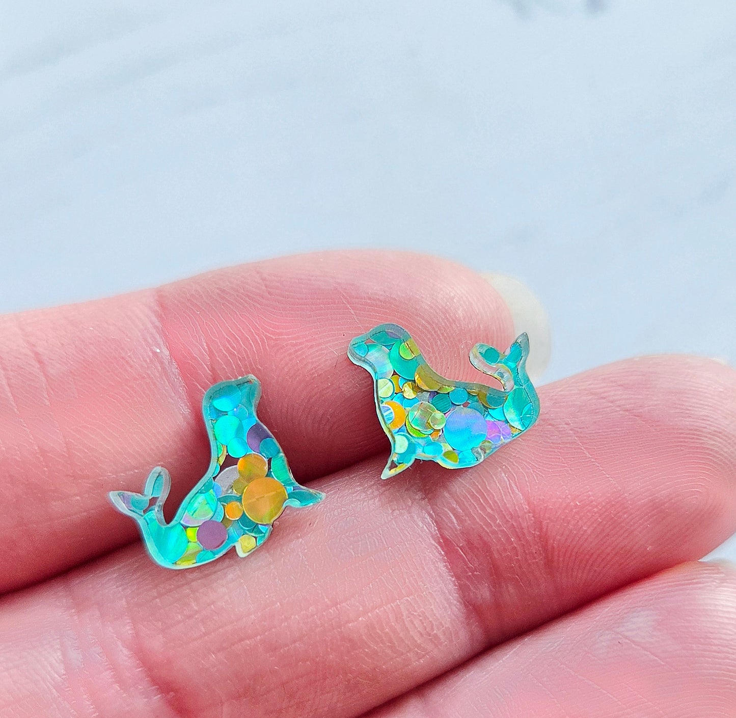 Seal Studs, chunky blue