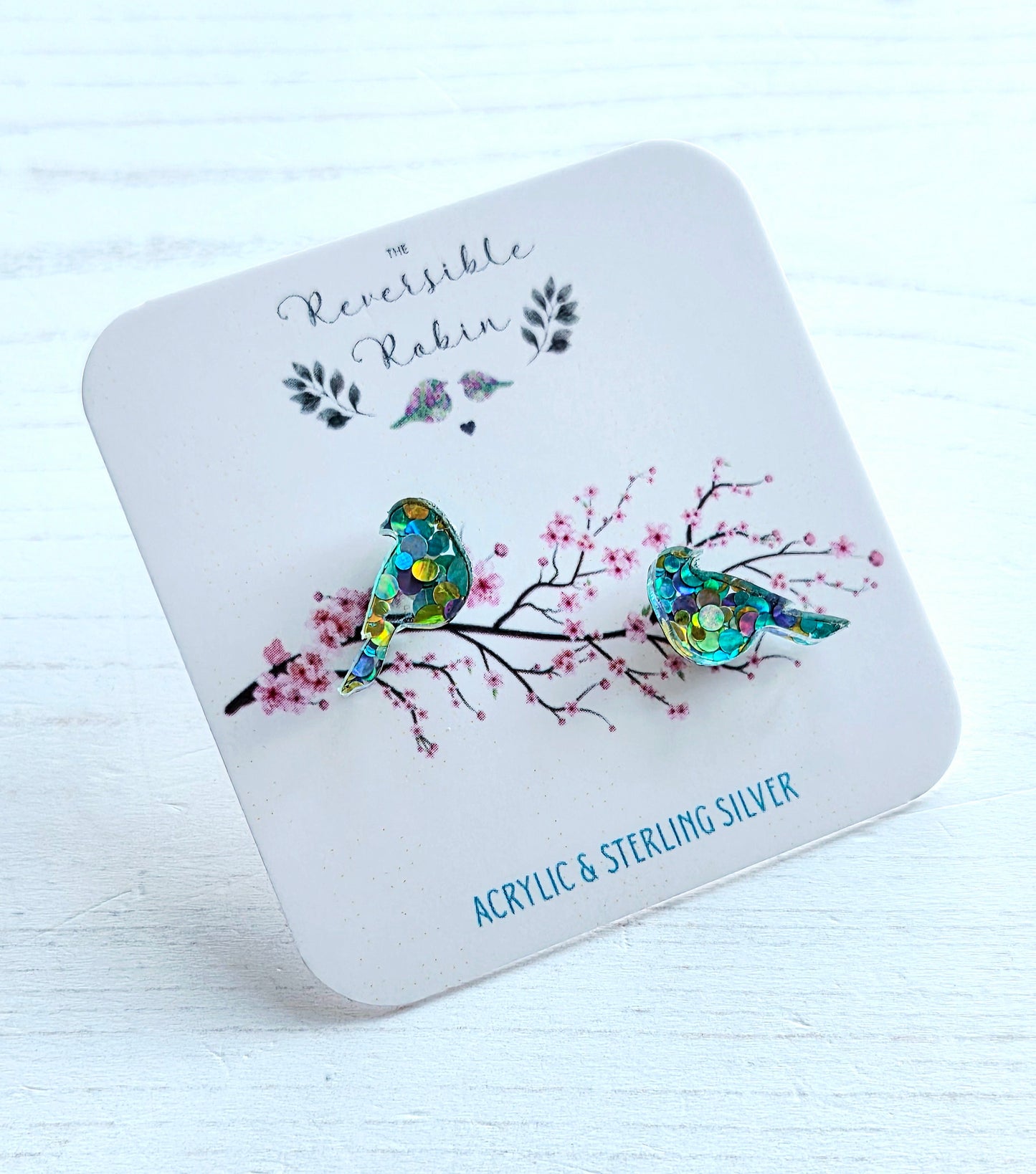 Bird studs, Chunky blue