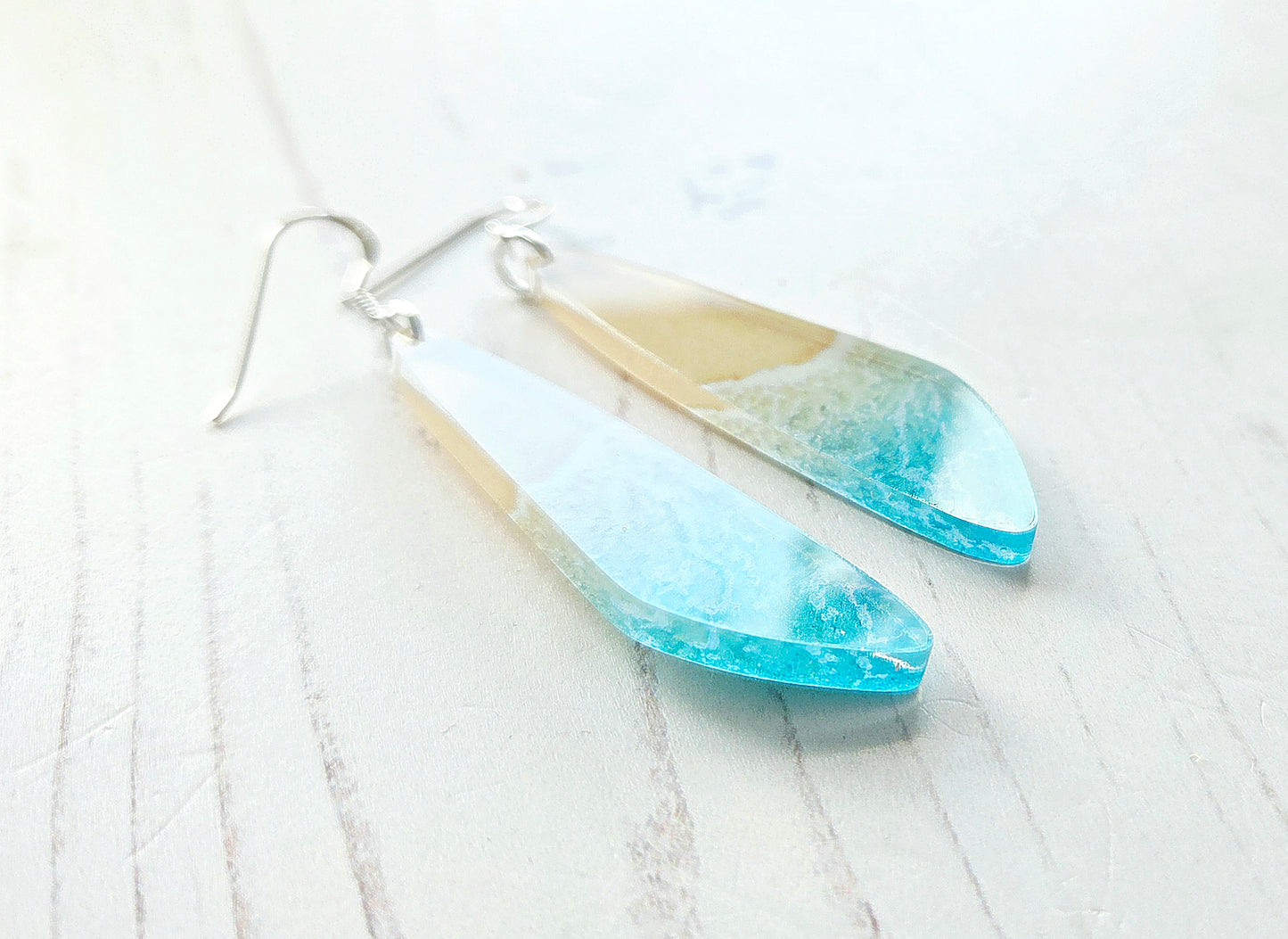 Statement drop earrings, Beach print