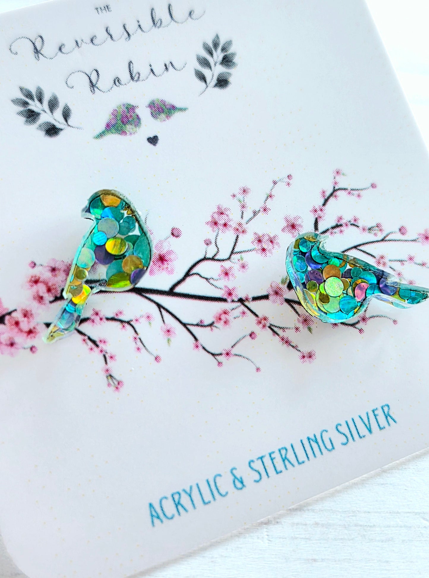 Bird studs, Chunky blue