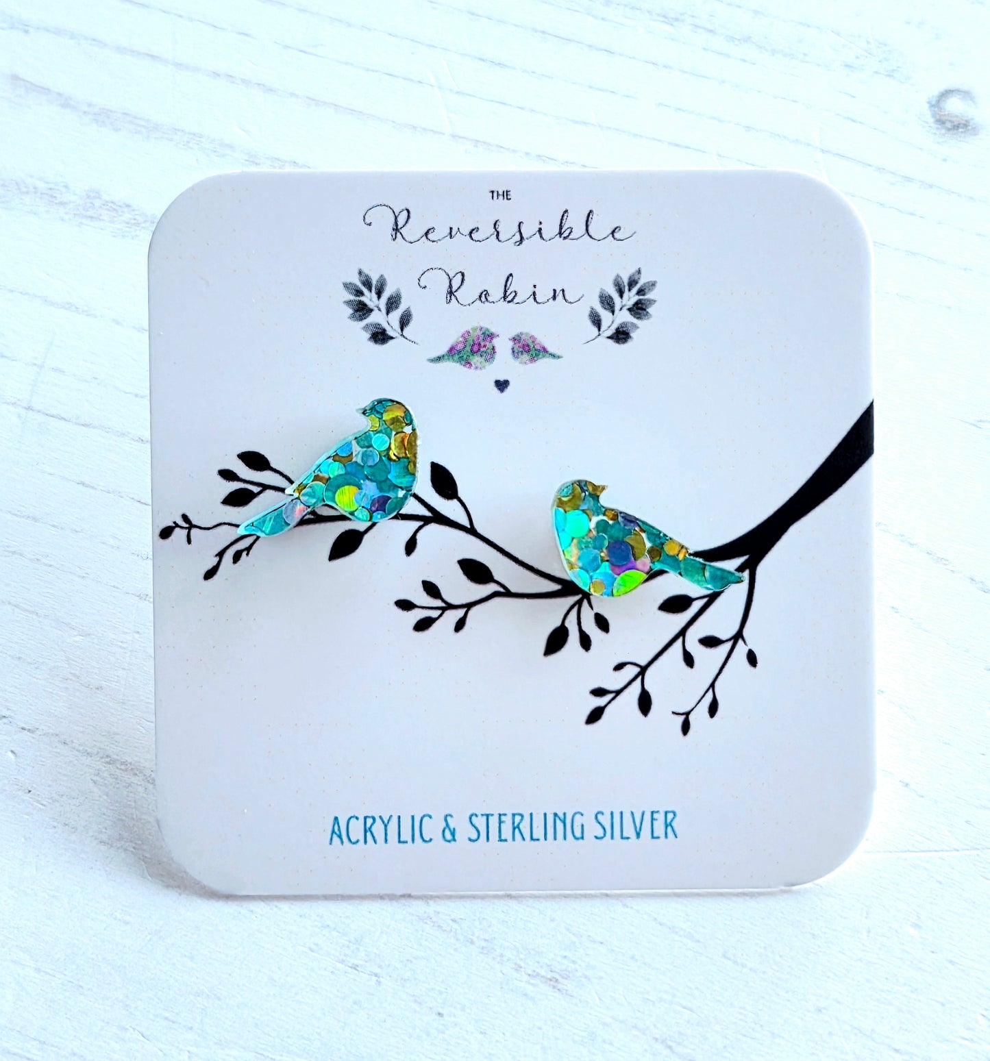 Bird studs, Chunky blue