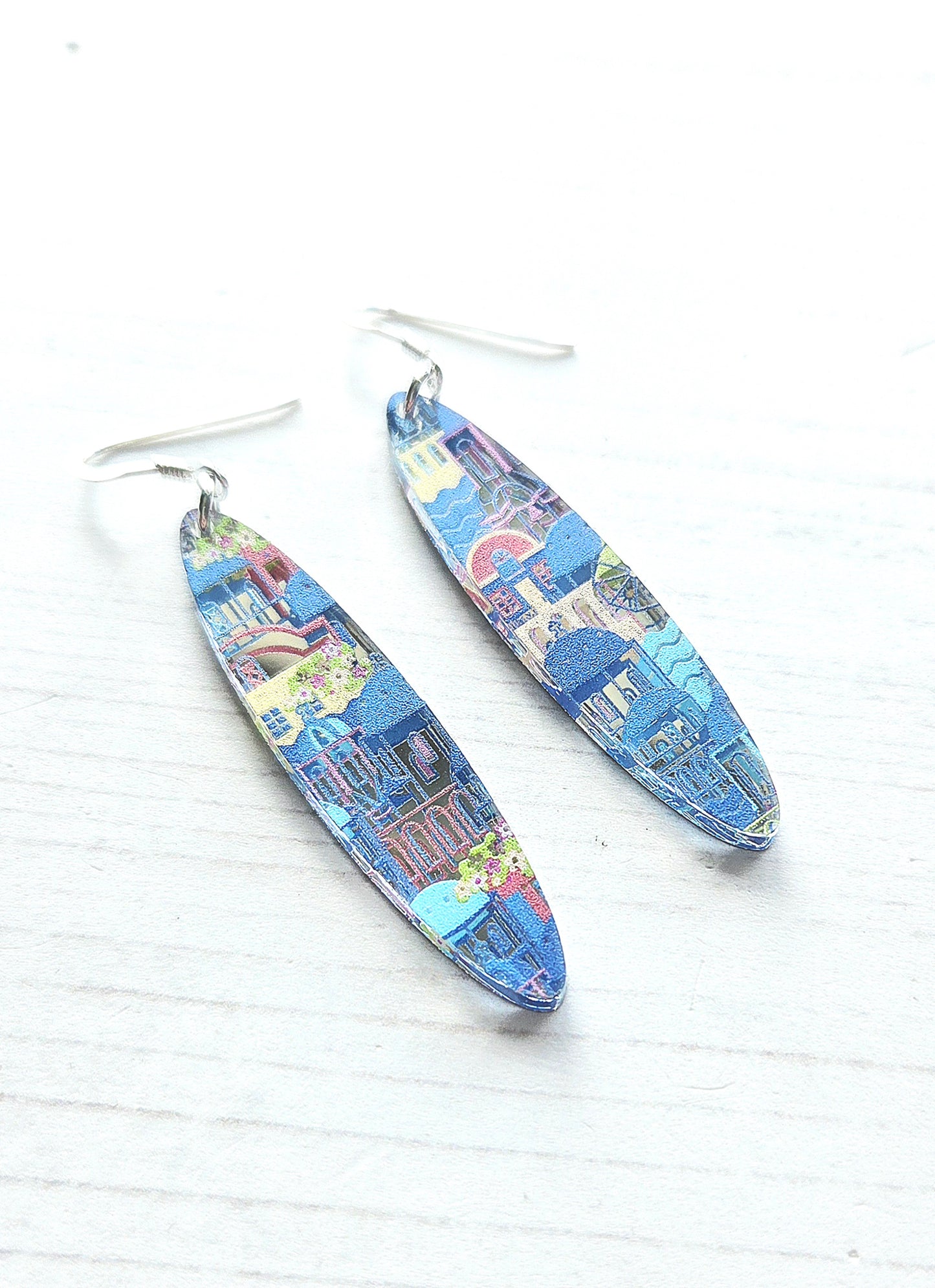 Statement oval drop earrings, Santorini