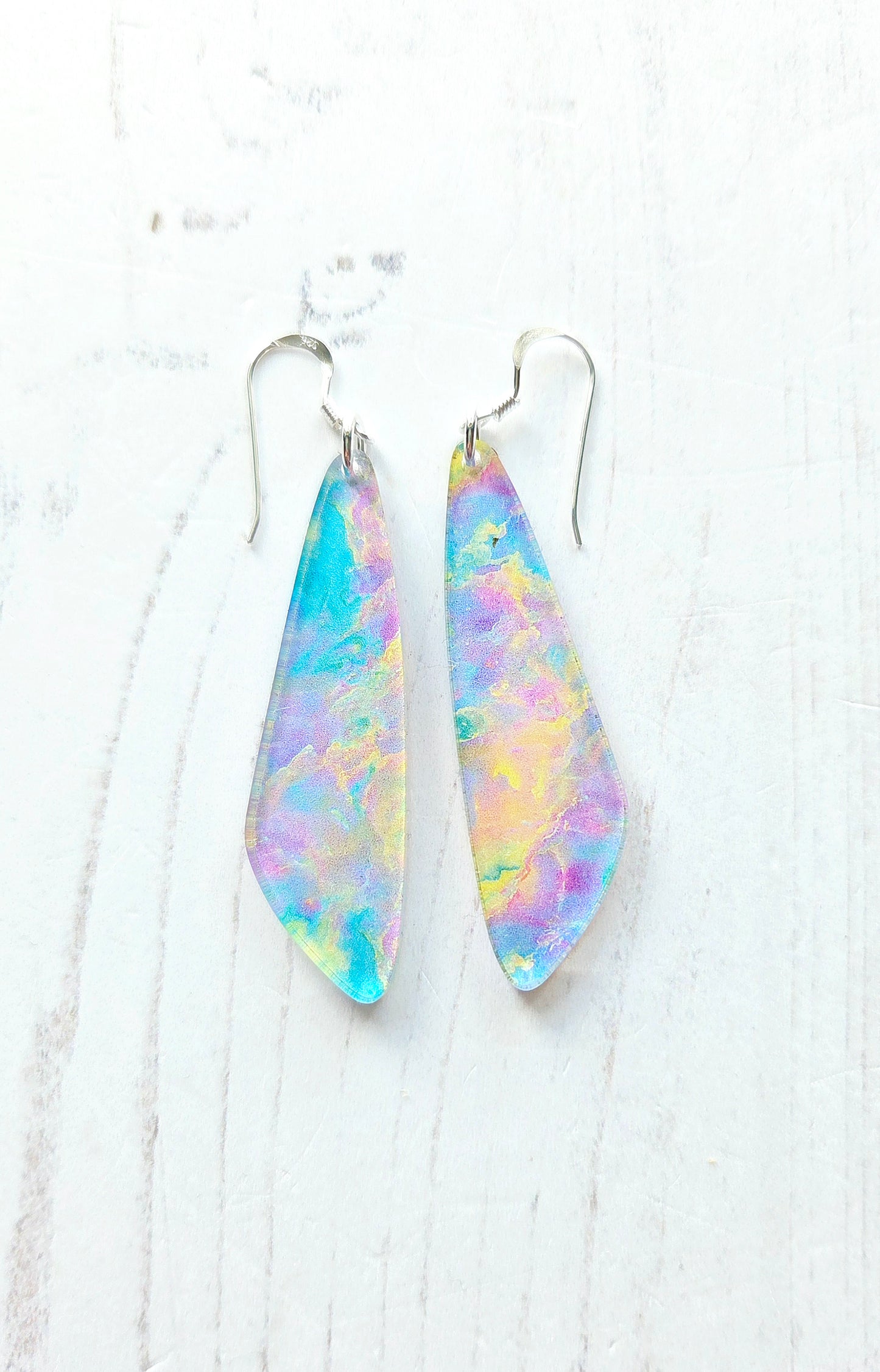 Statement drop earrings, Opal print