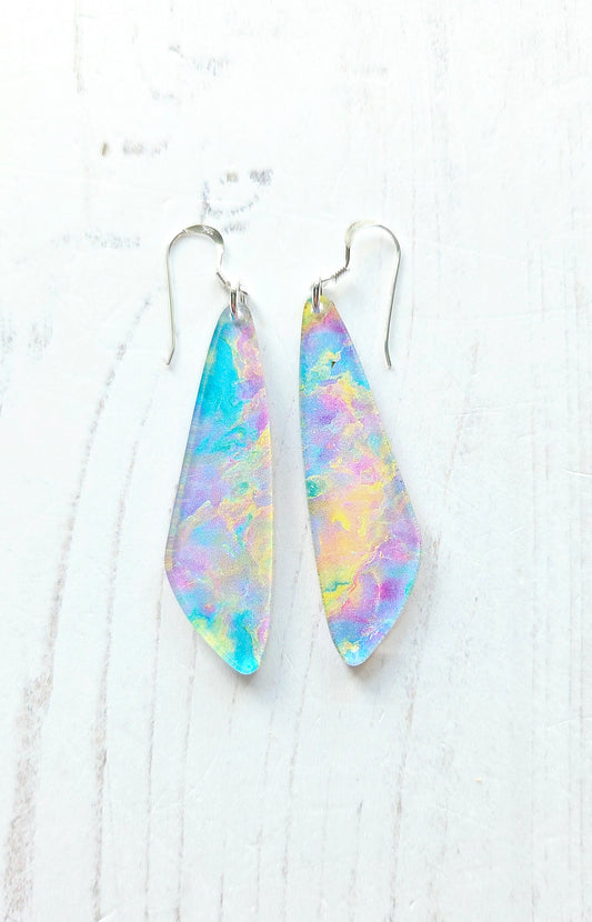 Statement drop earrings, Opal print