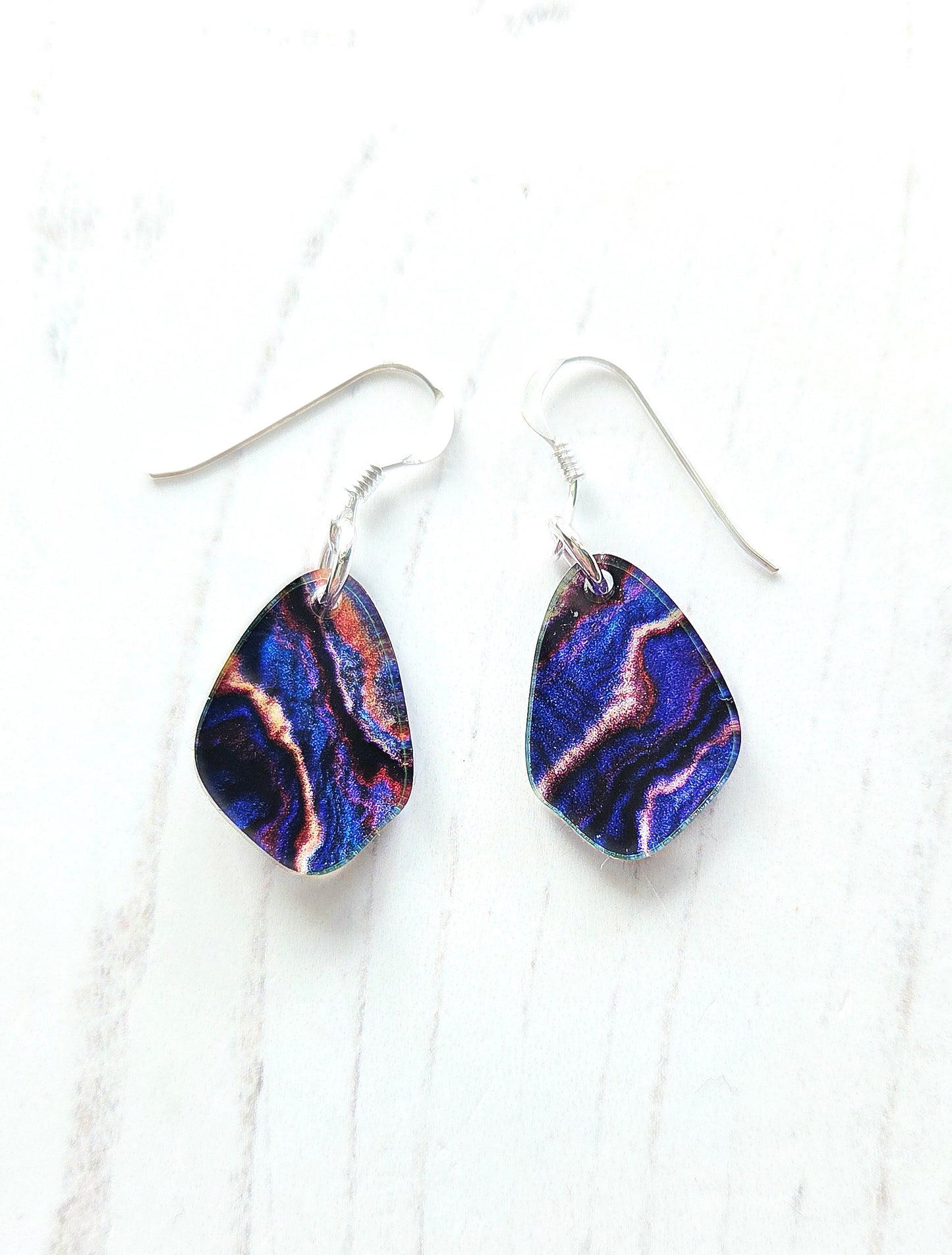 Pebble drop earrings, Lapis