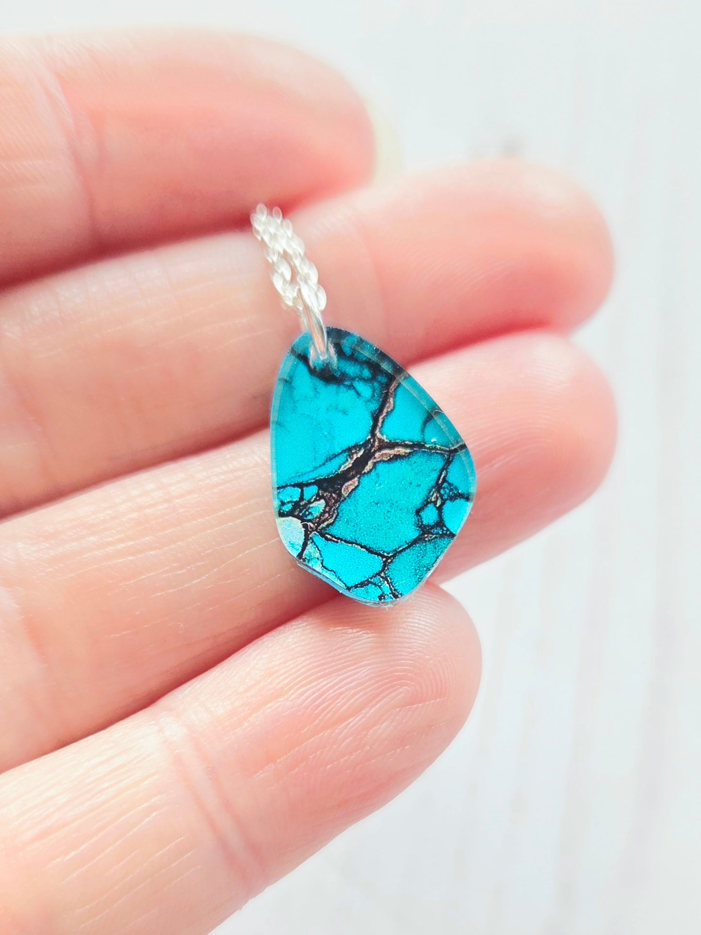 Mini Pebble Pendant, Natural Turquoise print