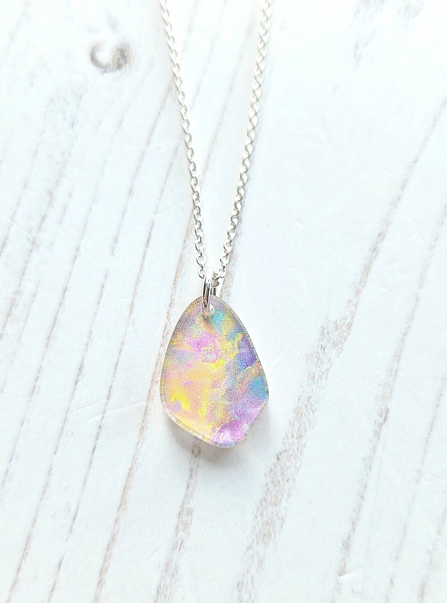 Mini Pebble Pendant, Opal Print